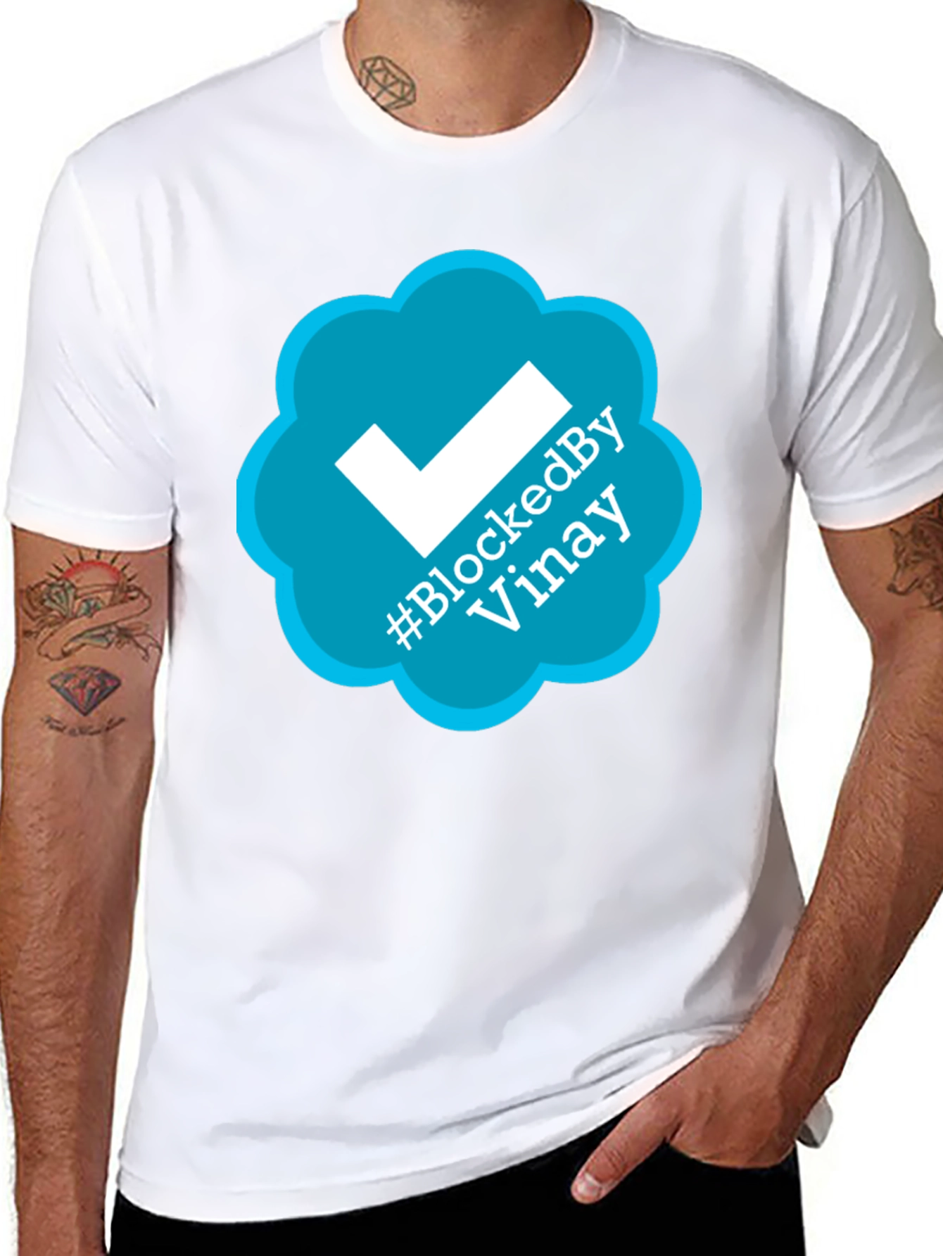 Blocked By Vinay T-Shirt - Trendy Graphic Tee