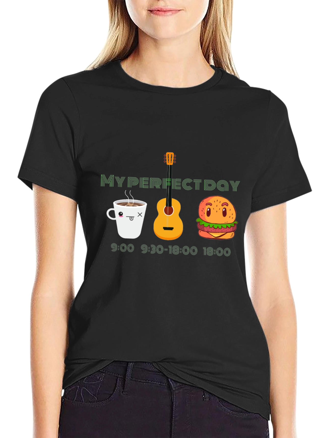 My Perfect Day Black Graphic T-Shirt