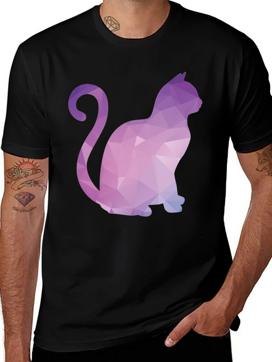 Geometric Cat T-Shirt - Stylish & Unique Design