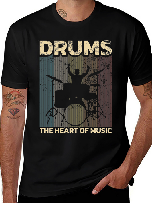 Drums Heart of Music Black T-Shirt