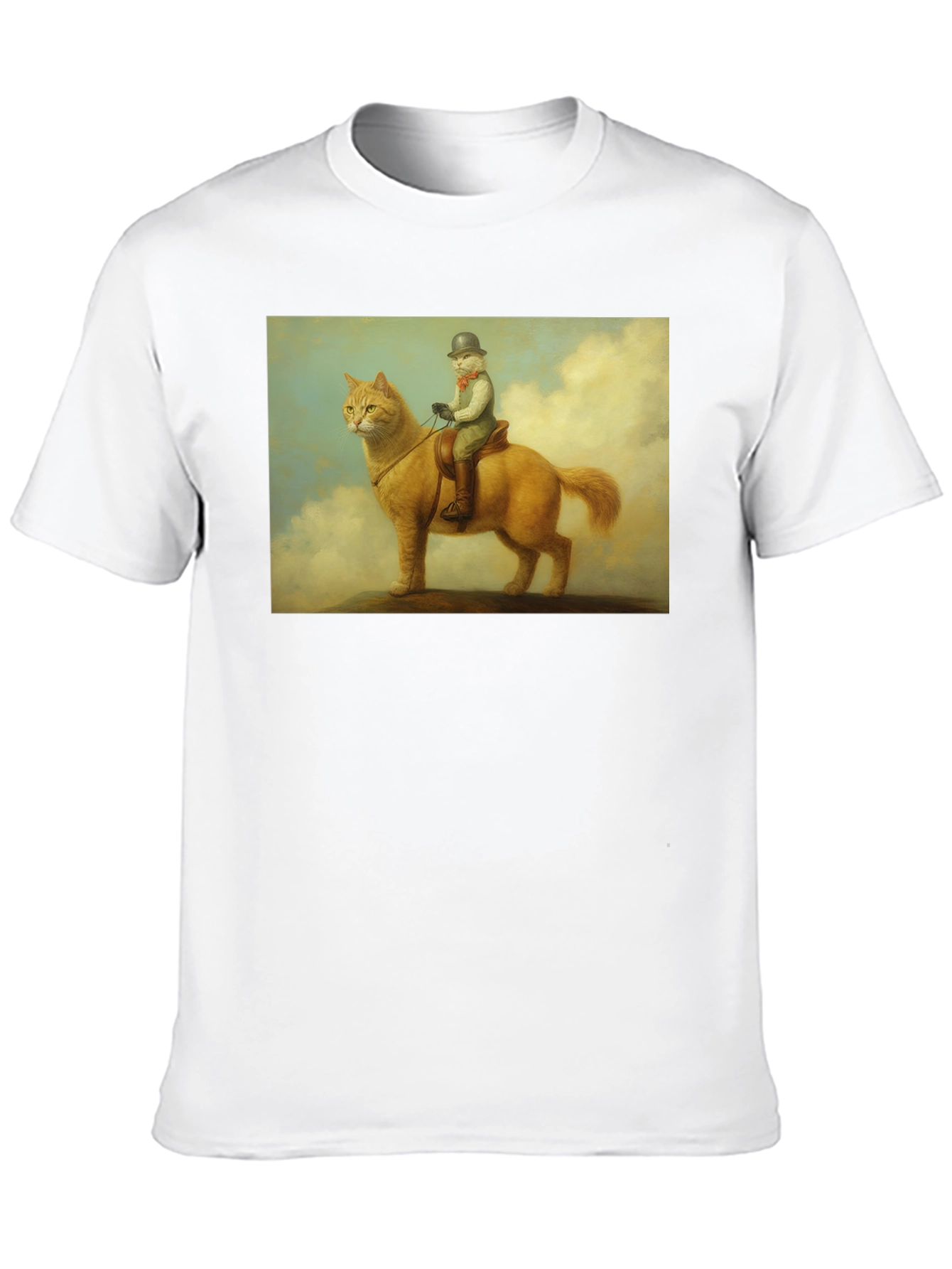 Cat Rider Tee - Whimsical Art Black T-Shirt