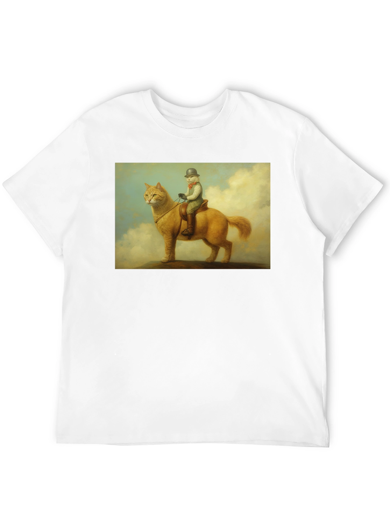 Cat Rider Tee - Whimsical Art Black T-Shirt