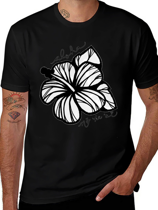 Floral Aloha Graphic Tee - Black