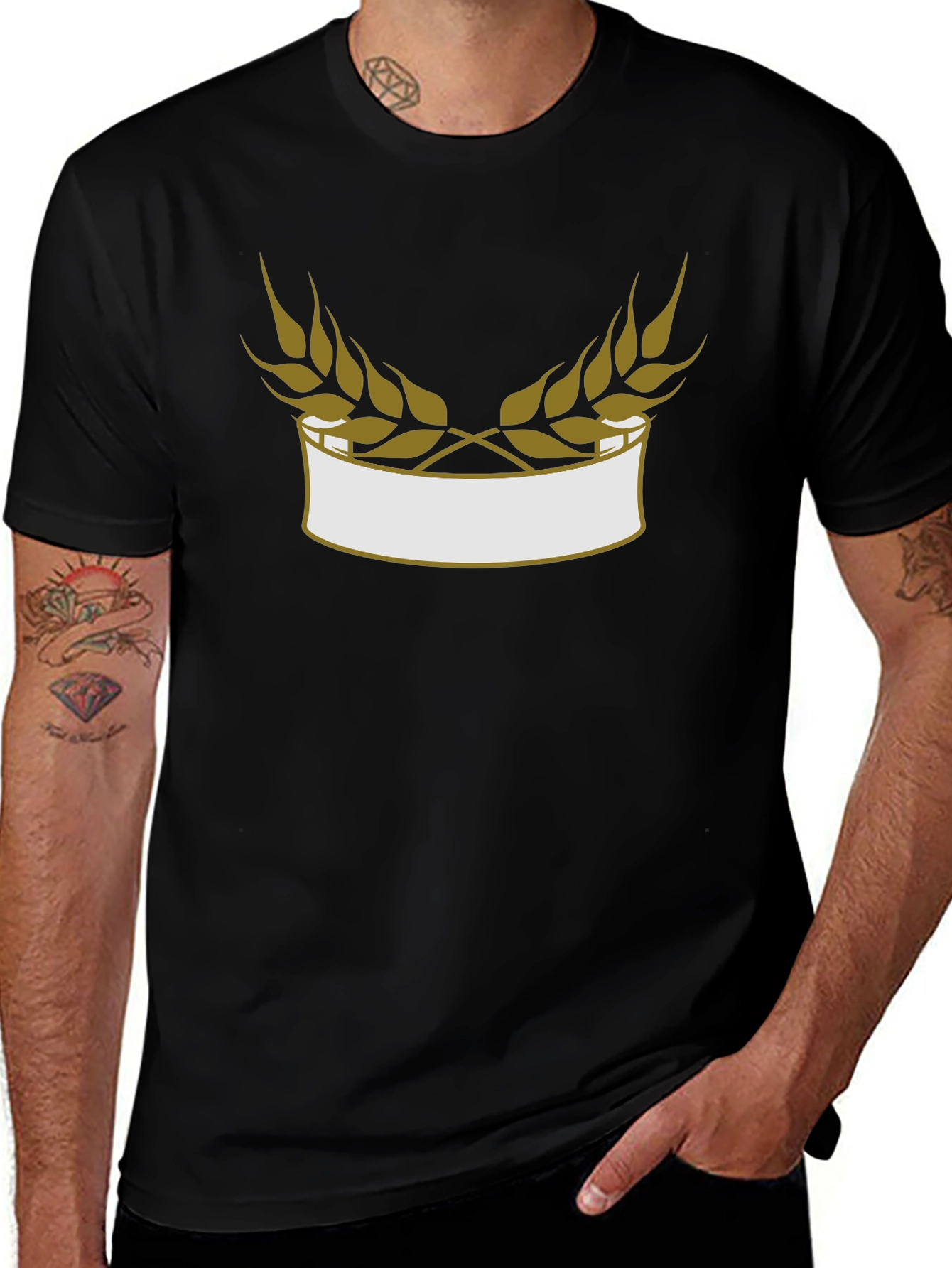 Wheat Laurel Black Tee