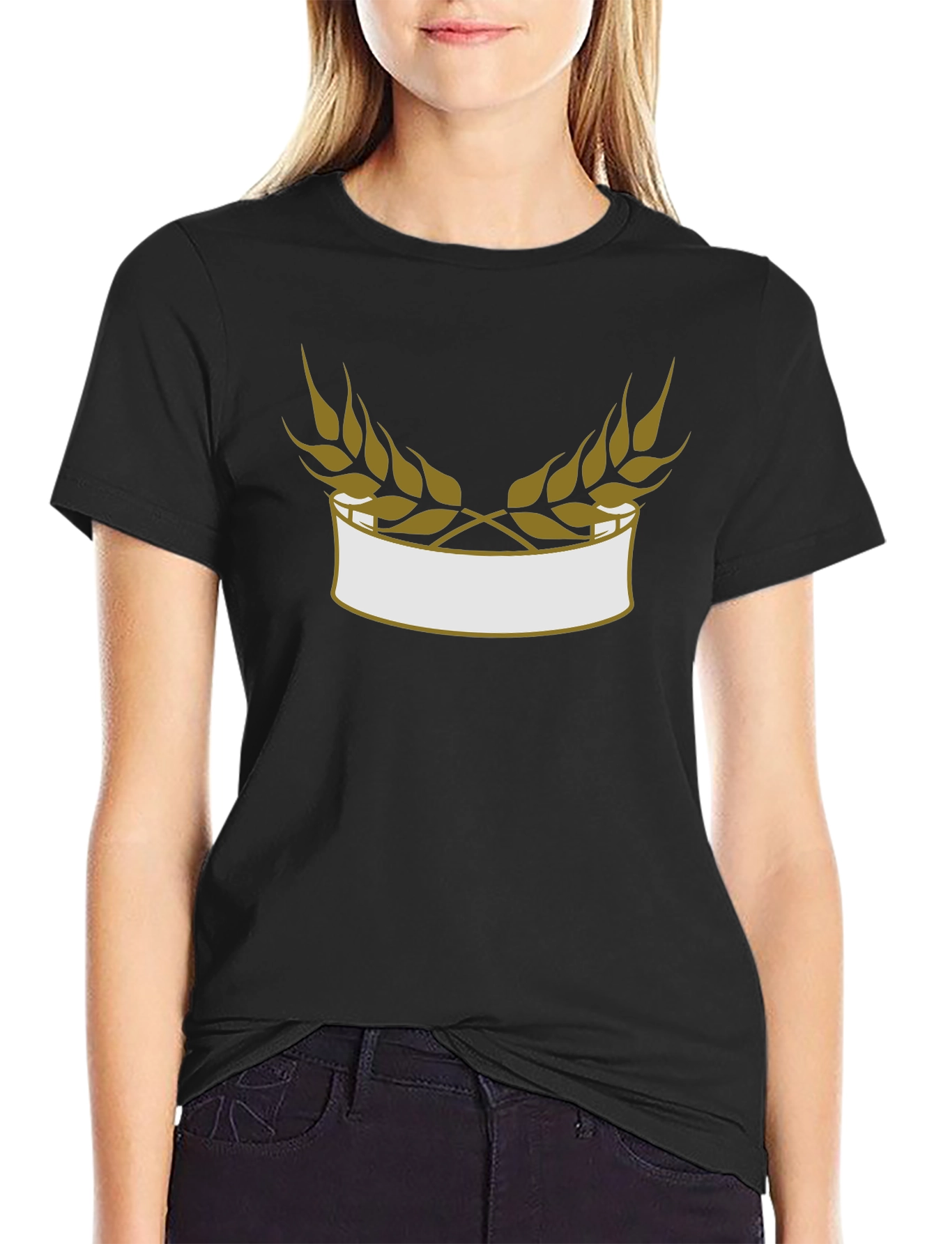 Wheat Laurel Black Tee