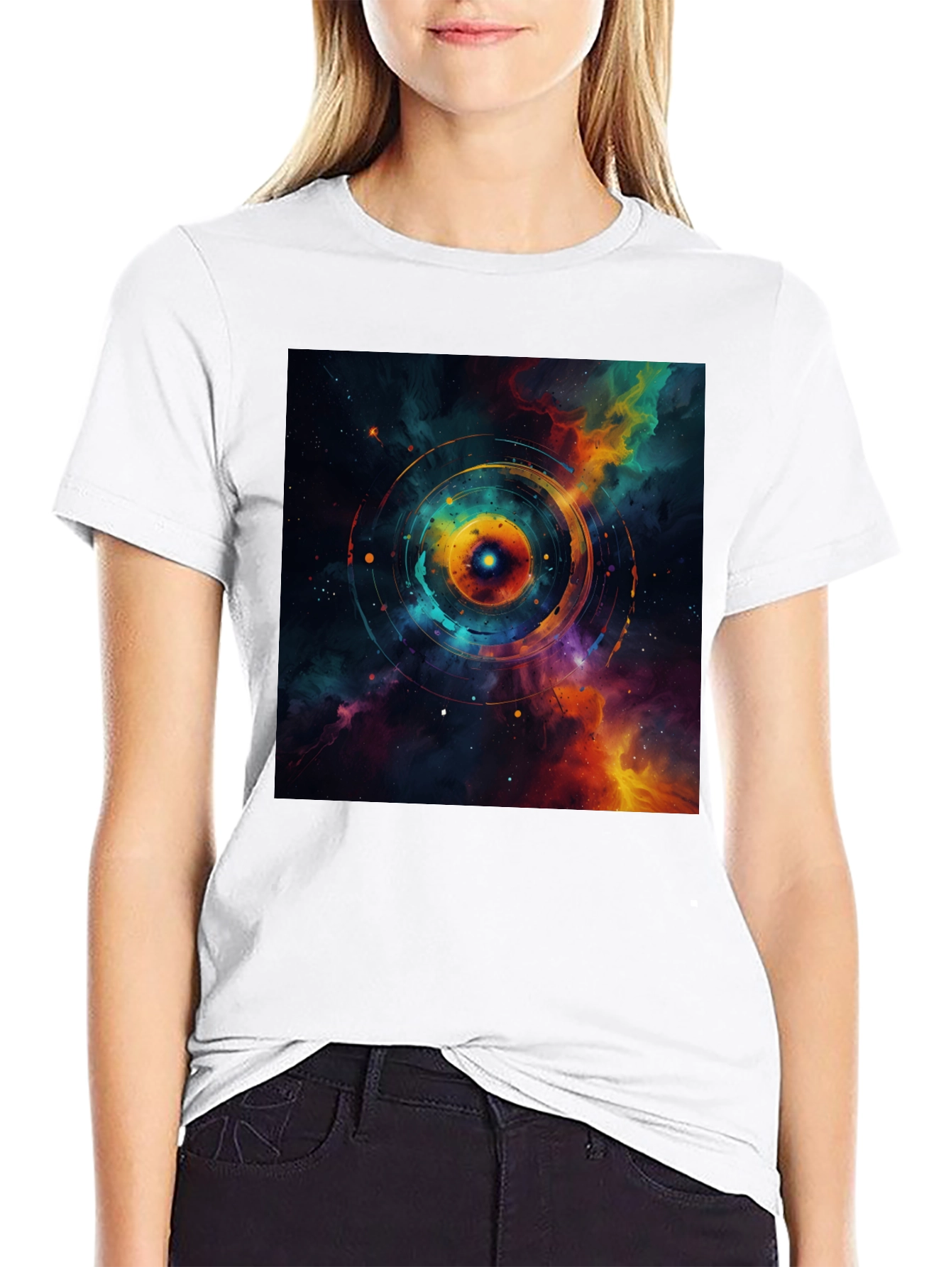 Nebula Galaxy Graphic Black T-Shirt