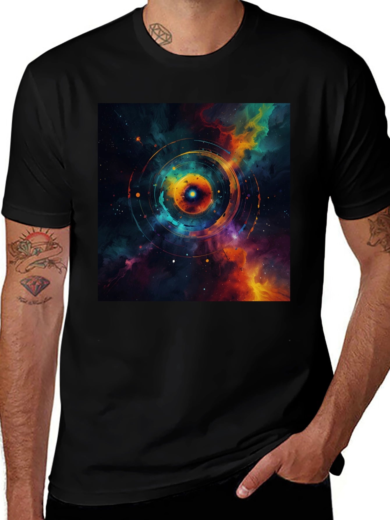 Nebula Galaxy Graphic Black T-Shirt