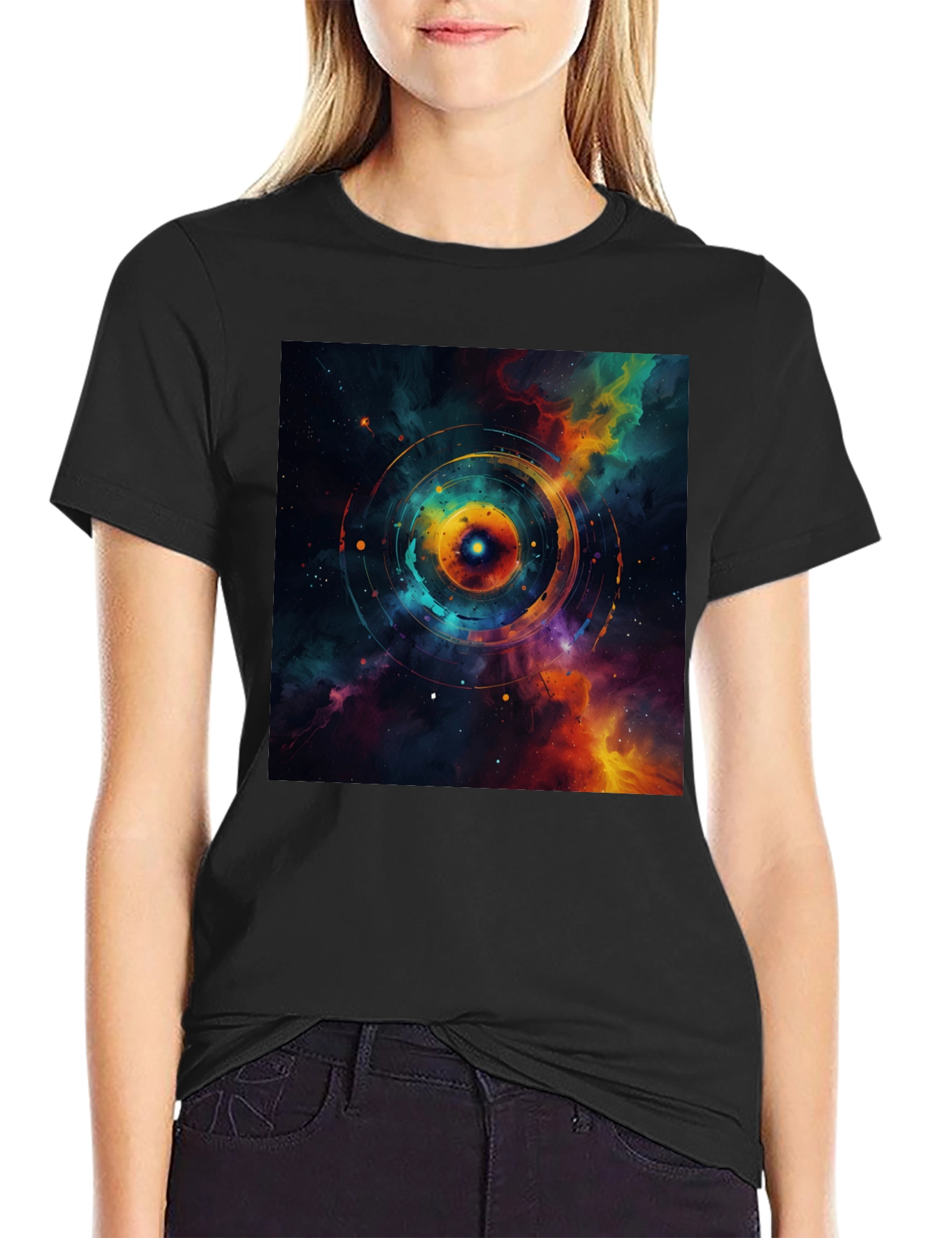 Nebula Galaxy Graphic Black T-Shirt