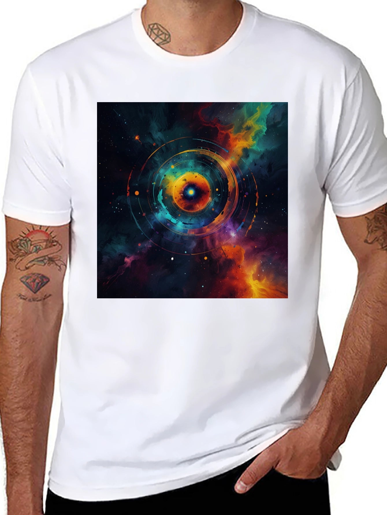 Nebula Galaxy Graphic Black T-Shirt