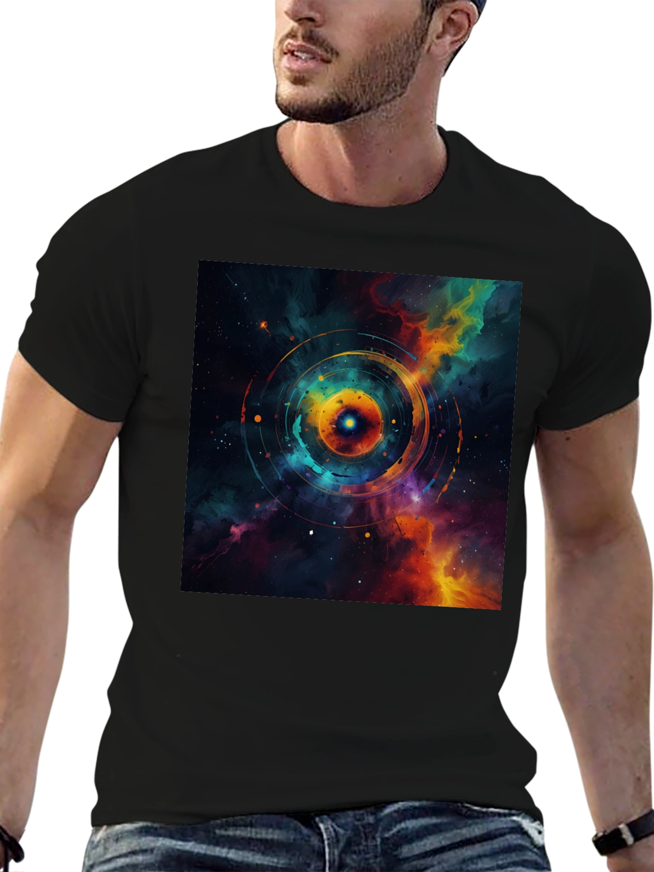 Nebula Galaxy Graphic Black T-Shirt