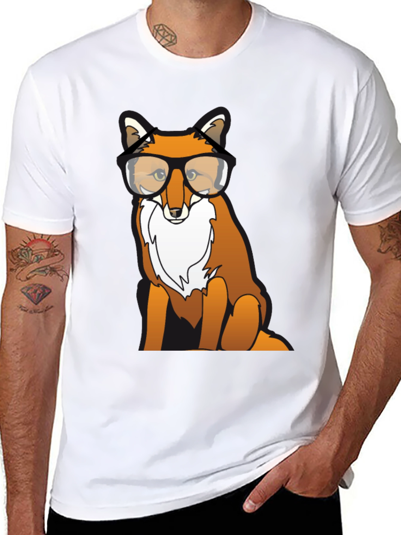 Fox with Glasses Graphic T-Shirt