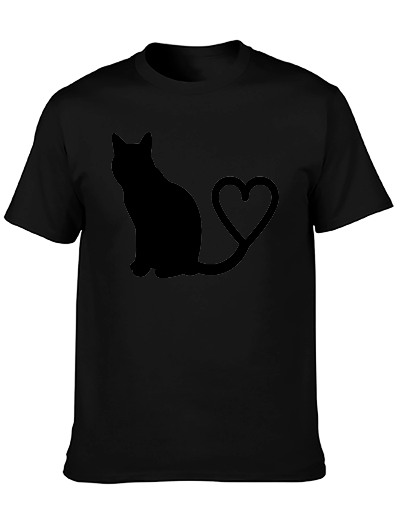 Cat Lover T-Shirt: Black Cat Heart Tail Graphic Tee