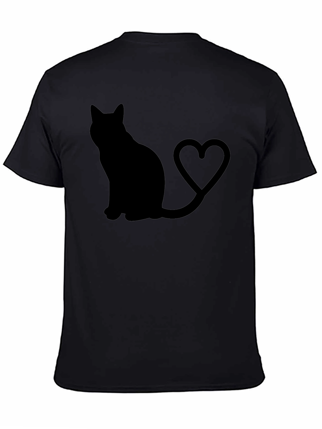 Cat Lover T-Shirt: Black Cat Heart Tail Graphic Tee