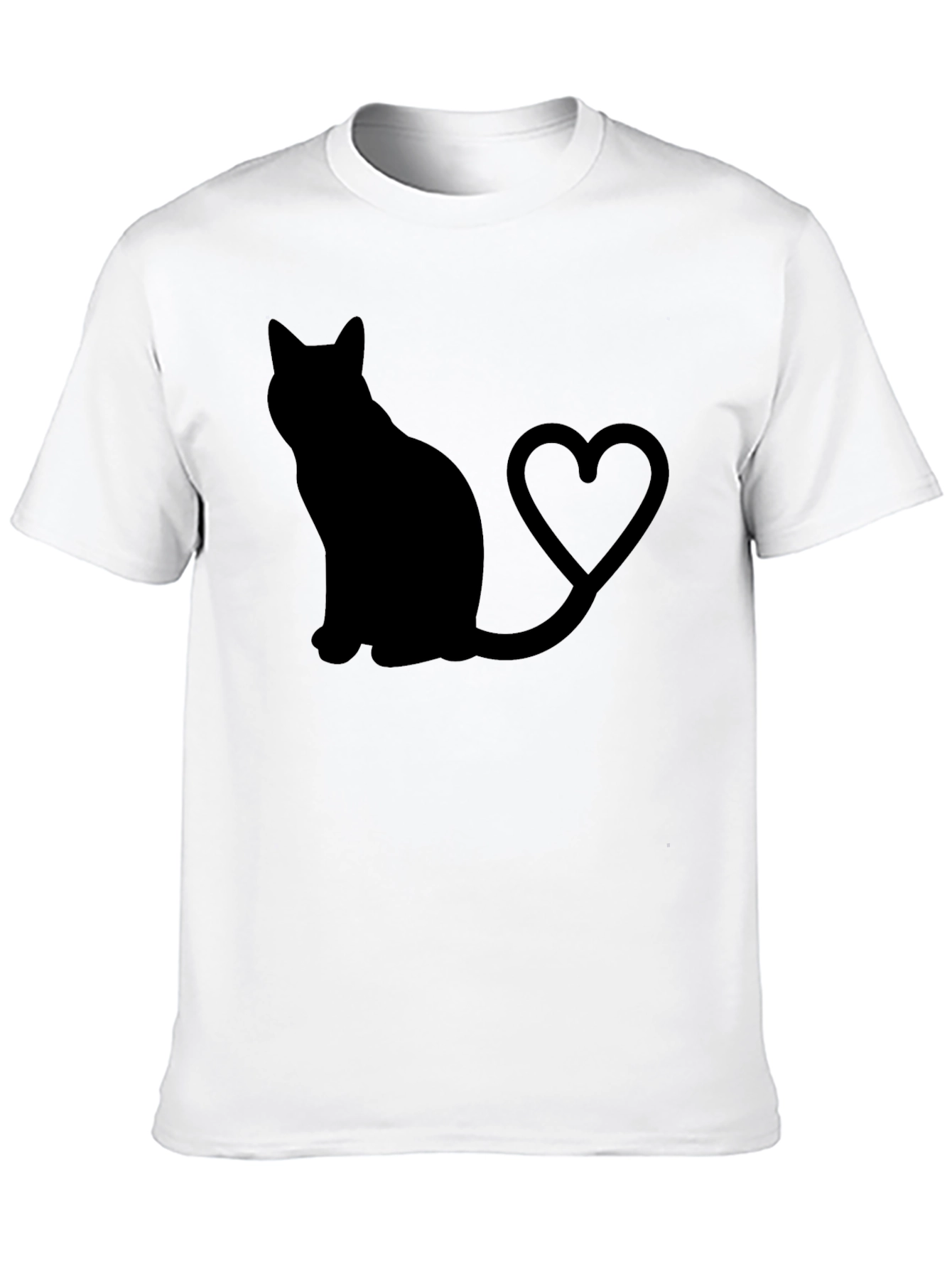 Cat Lover T-Shirt: Black Cat Heart Tail Graphic Tee