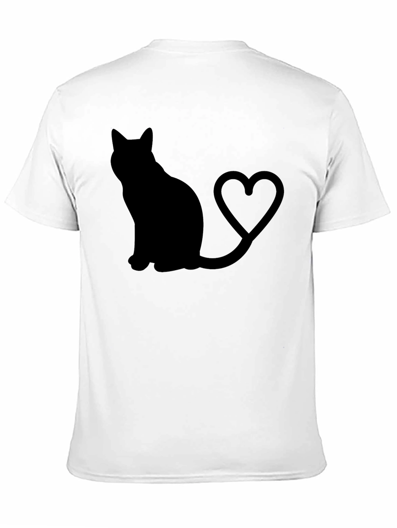 Cat Lover T-Shirt: Black Cat Heart Tail Graphic Tee