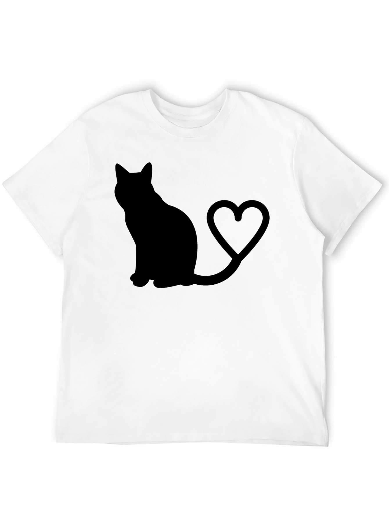 Cat Lover T-Shirt: Black Cat Heart Tail Graphic Tee
