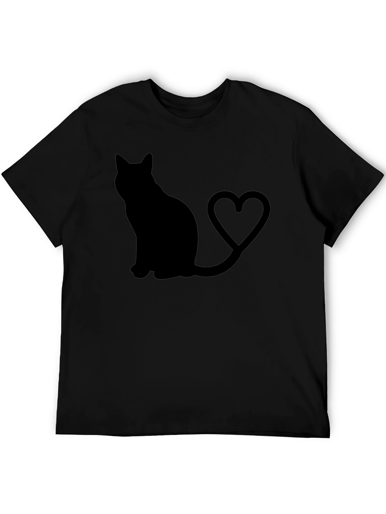 Cat Lover T-Shirt: Black Cat Heart Tail Graphic Tee