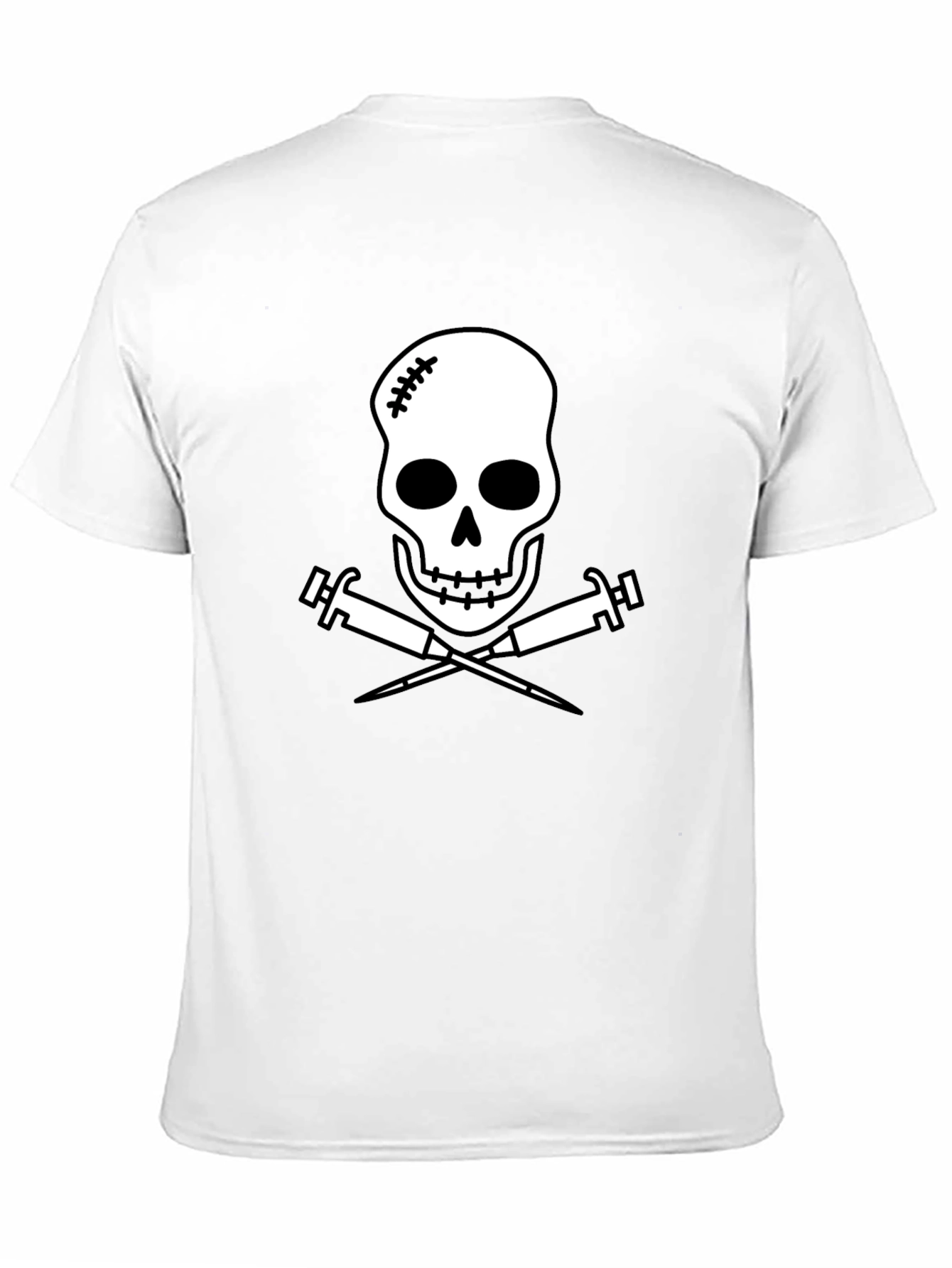 Edgy Skull & Syringe Graphic Tee - Black Cotton