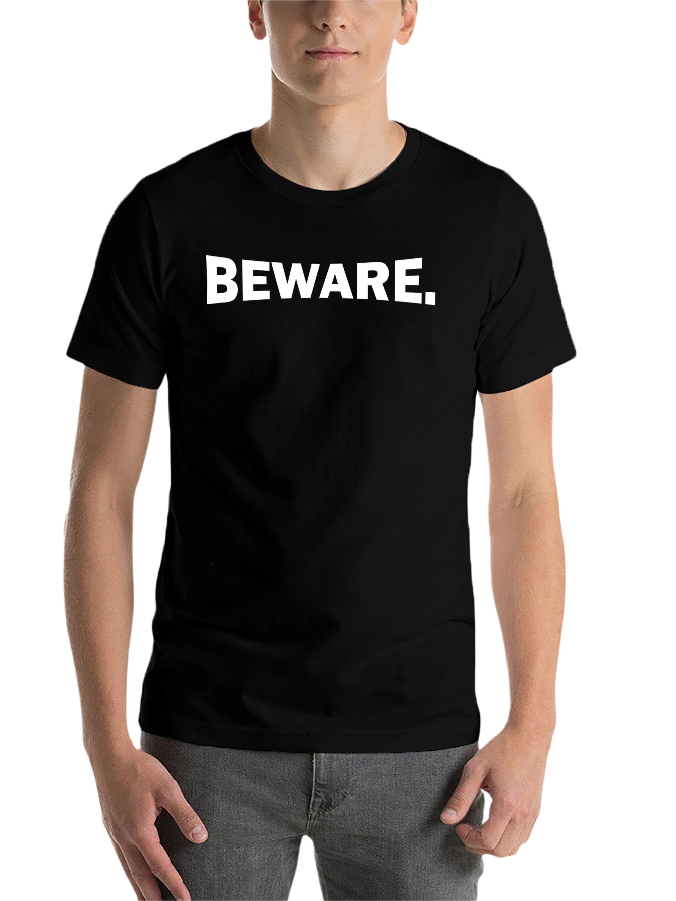 Beware Graphic T-Shirt - Black Short Sleeve Tee