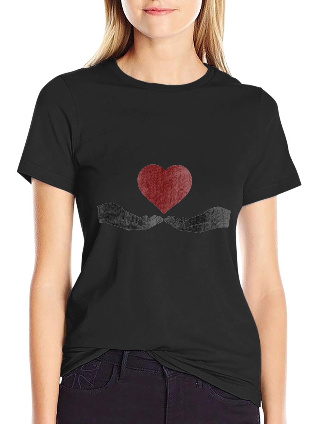 Heart in Hands Graphic Tee - Black T-Shirt