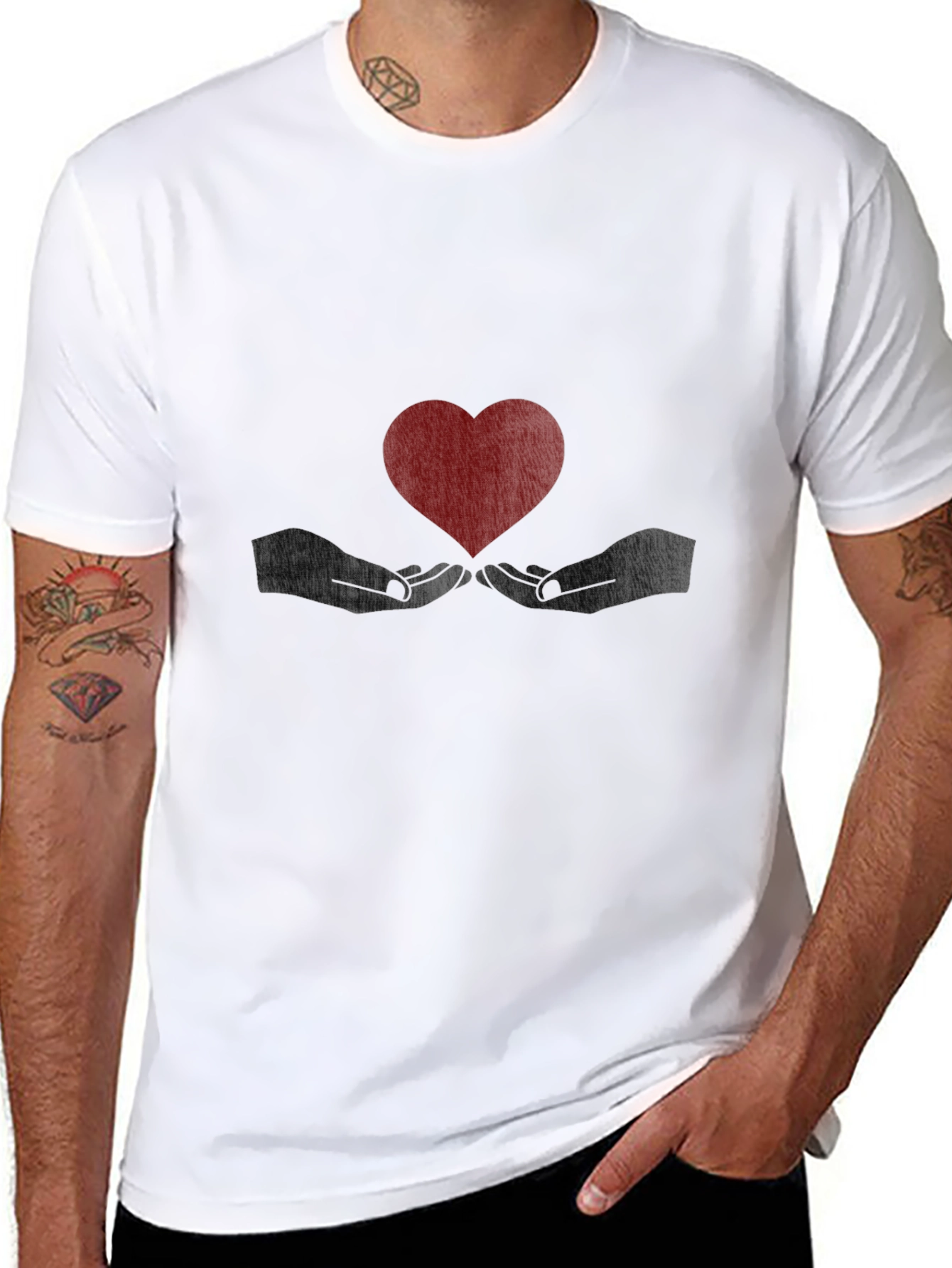 Heart in Hands Graphic Tee - Black T-Shirt