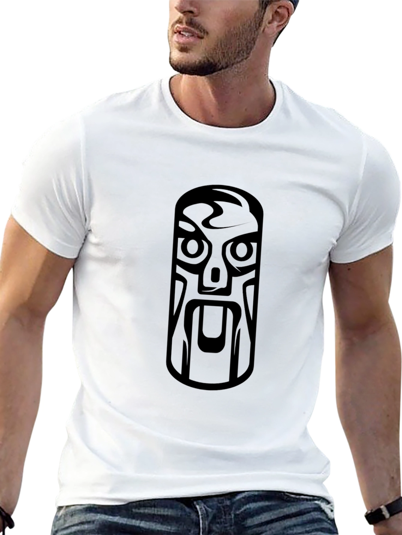 Tribal Mask Graphic Black T-Shirt