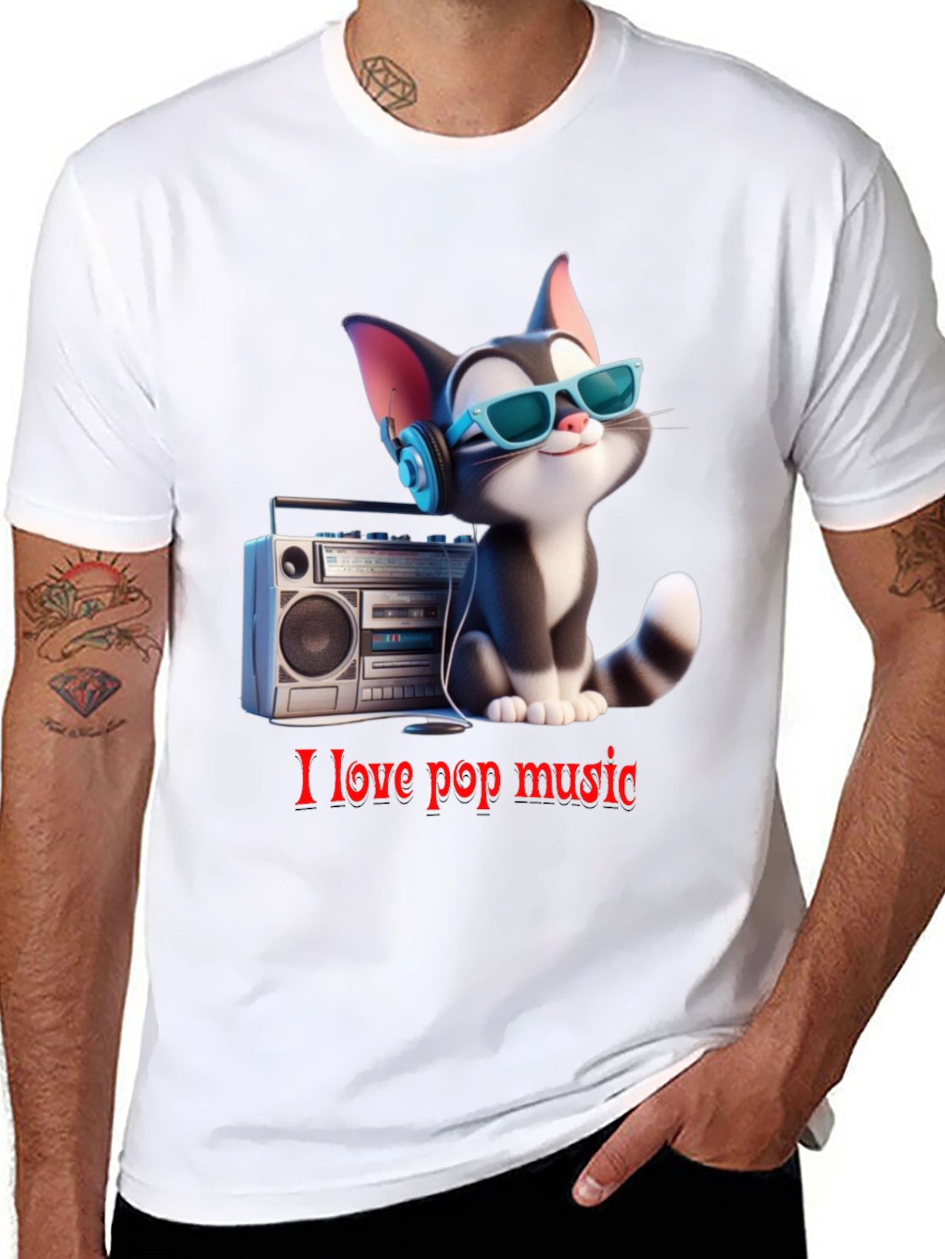 Cool Cat Loves Pop Music T-Shirt