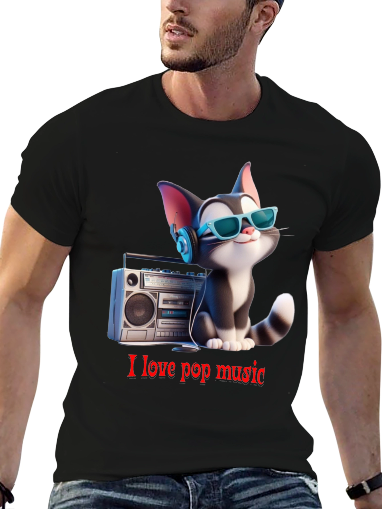 Cool Cat Loves Pop Music T-Shirt