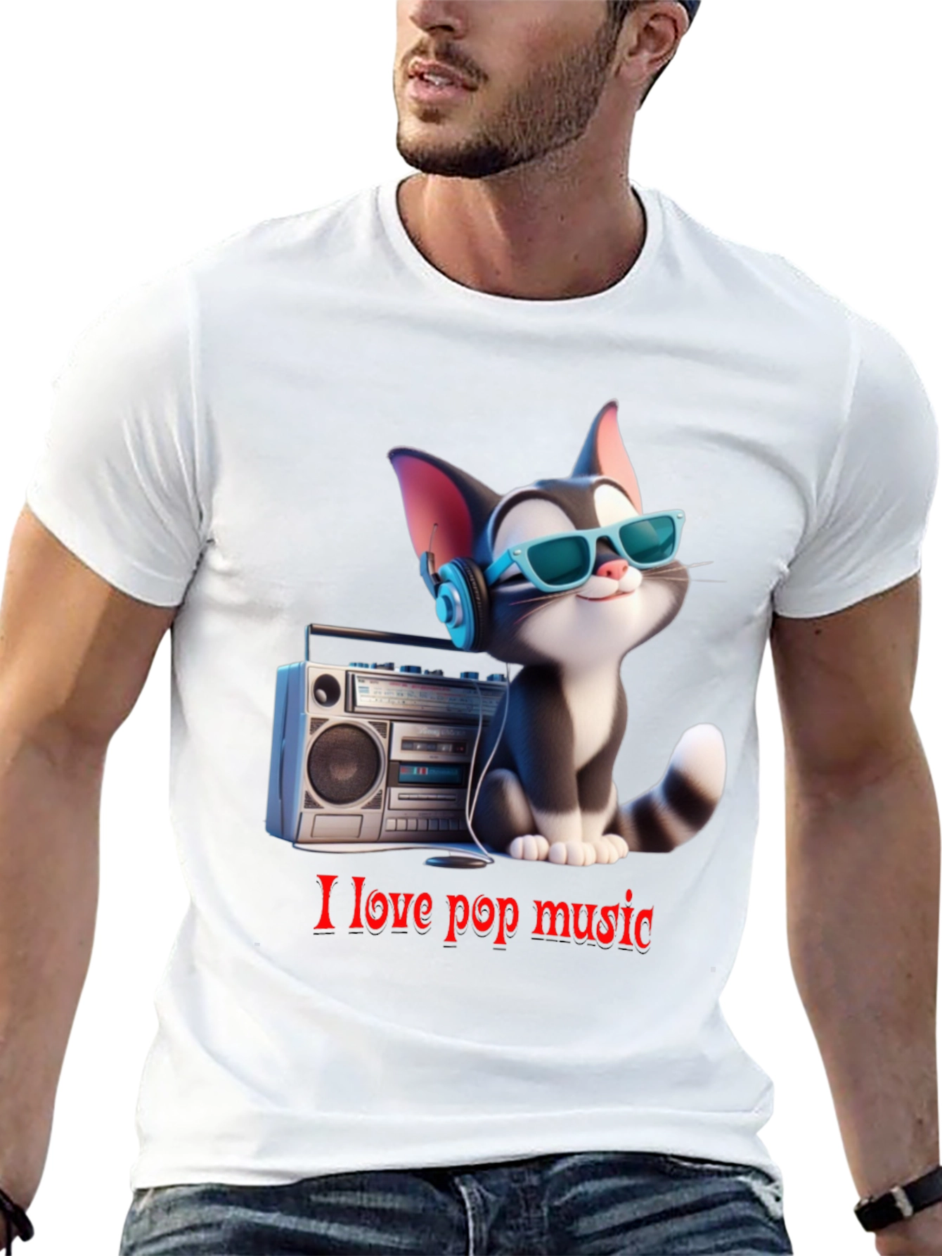 Cool Cat Loves Pop Music T-Shirt