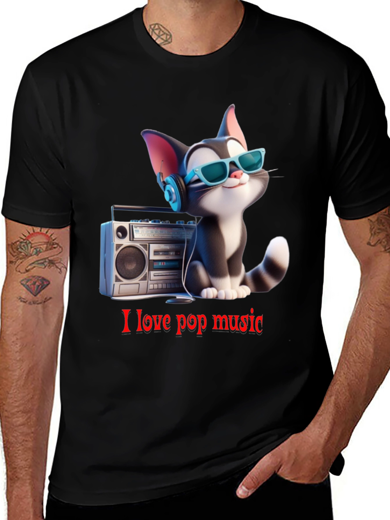 Cool Cat Loves Pop Music T-Shirt