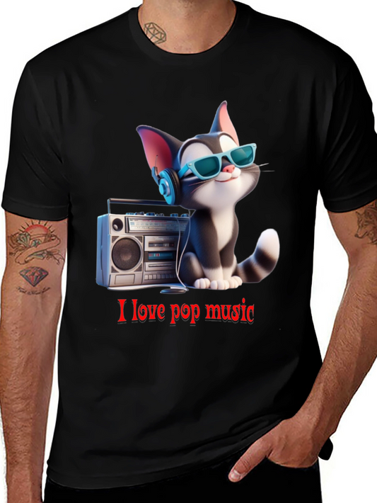 Cool Cat Loves Pop Music T-Shirt