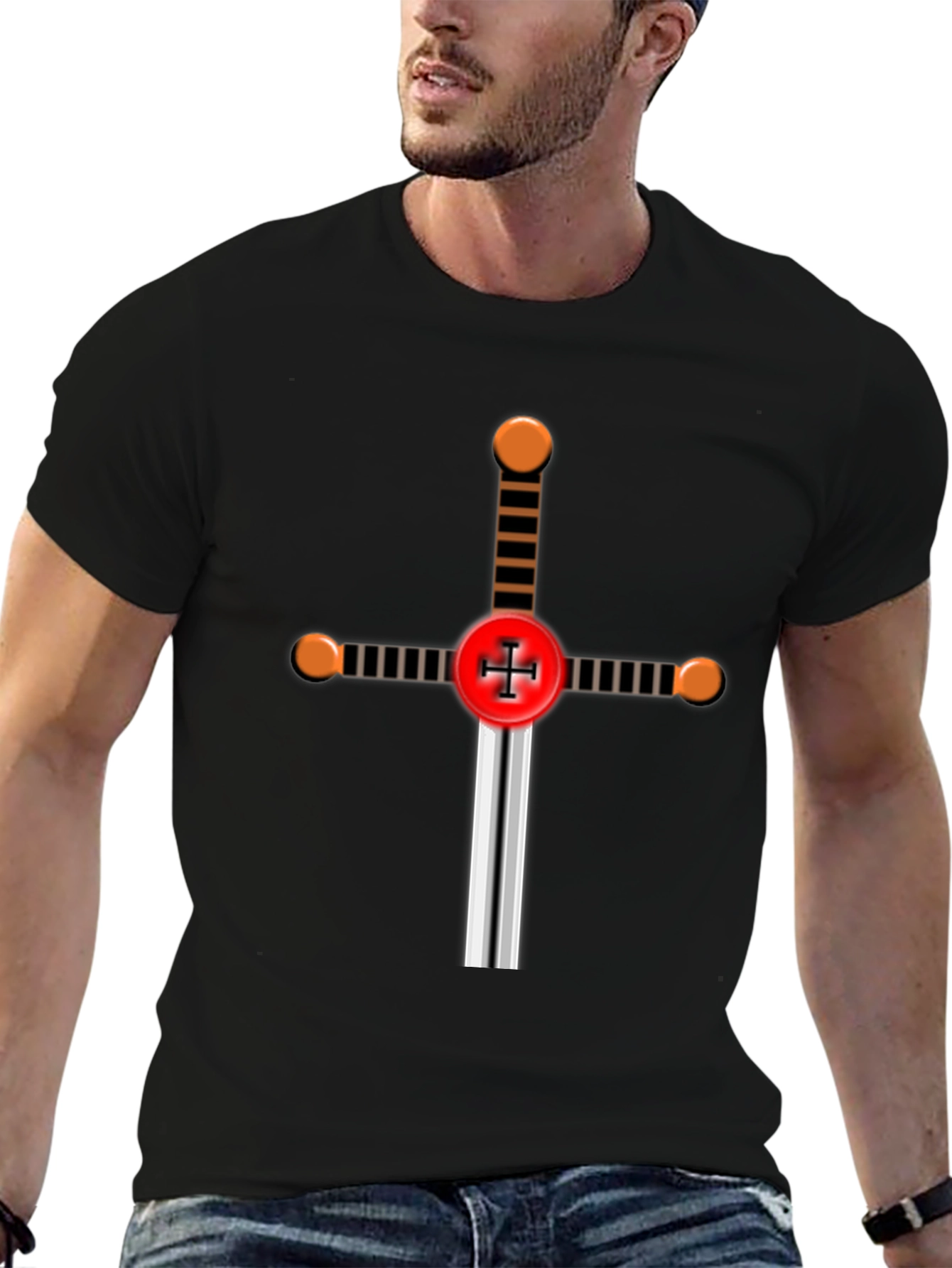 Crusader Sword Graphic Tee - Black