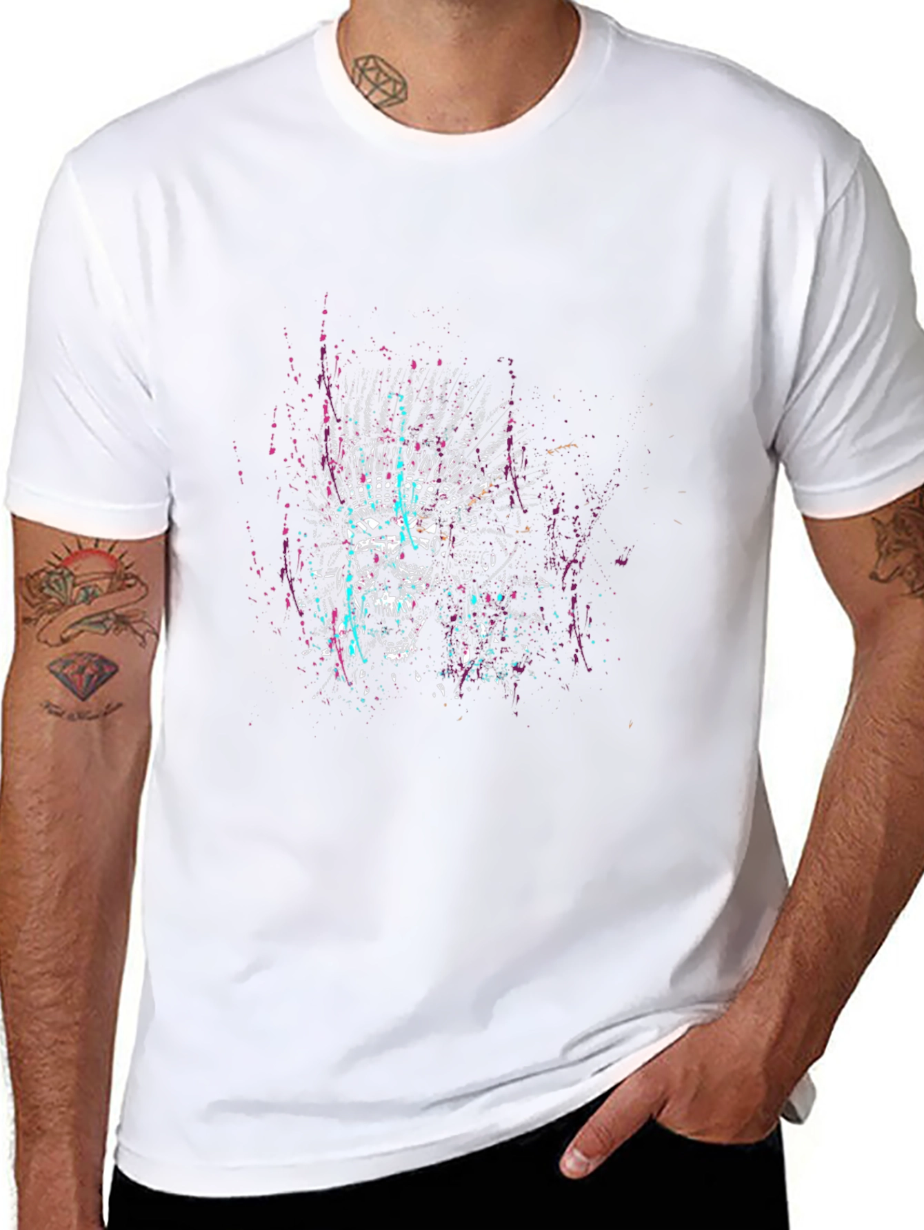 Skull Headdress Graphic Tee - Black