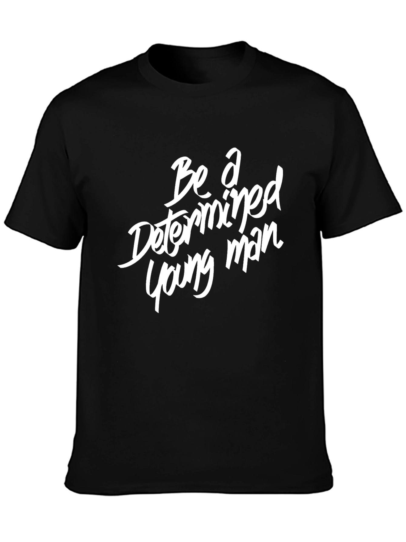 Determined Young Man Graphic Tee - Black