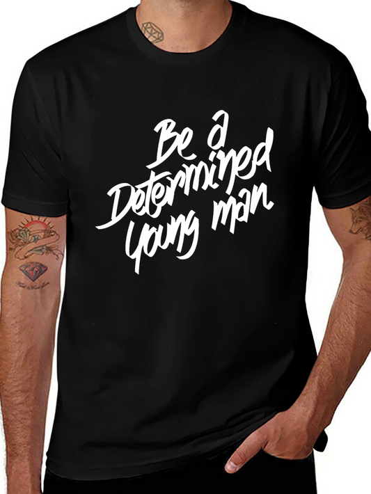 Determined Young Man Graphic Tee - Black