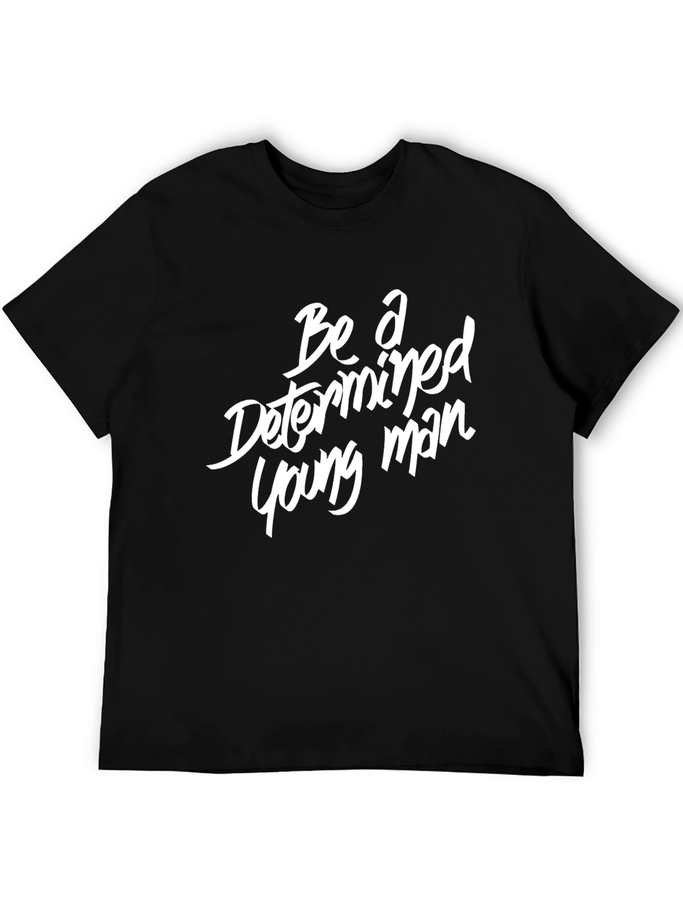 Determined Young Man Graphic Tee - Black
