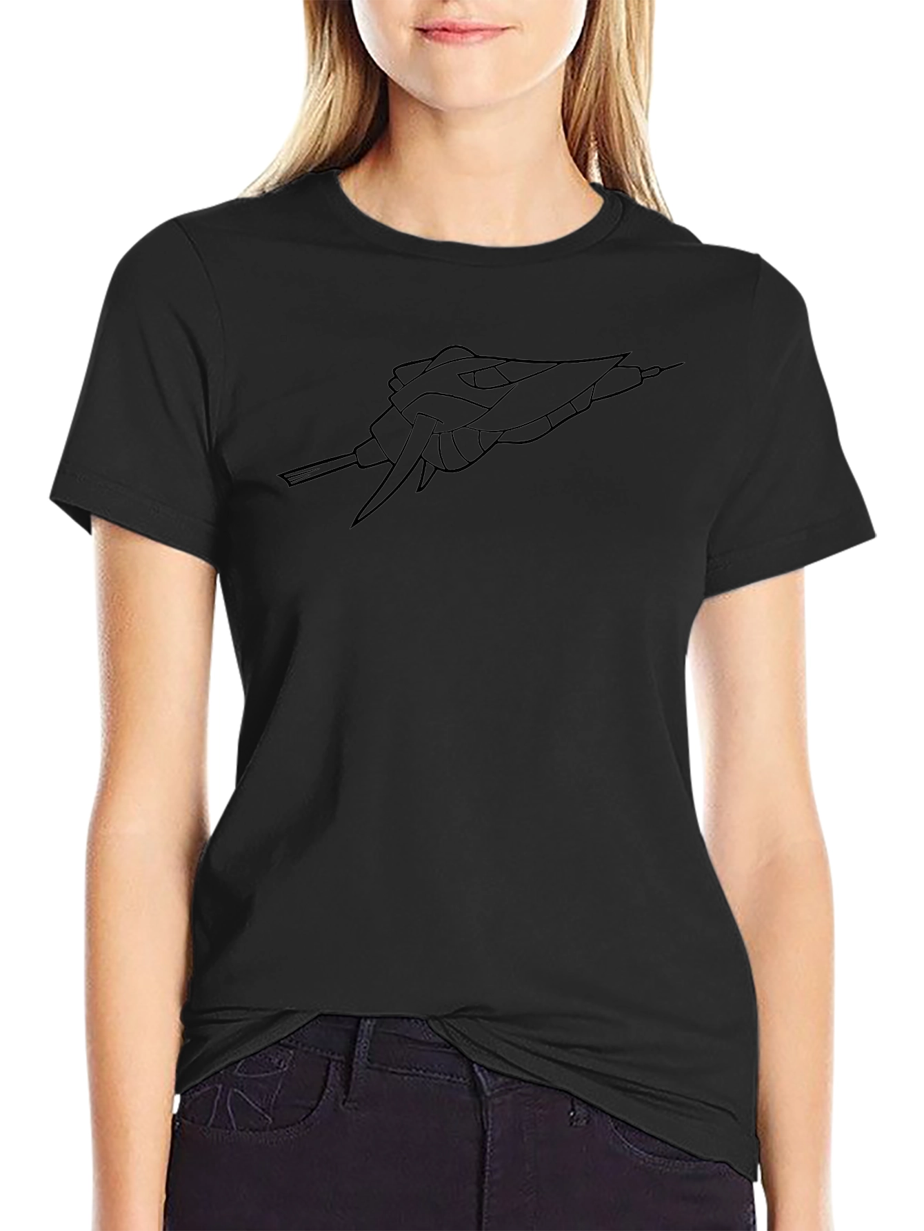 Sci-Fi Spaceship Black Graphic Tee