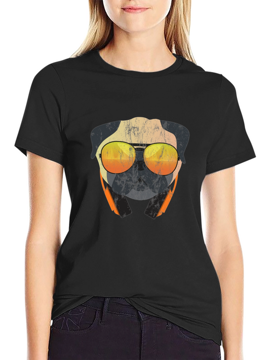 Cool Pug T-Shirt - Sunglasses & Headphones