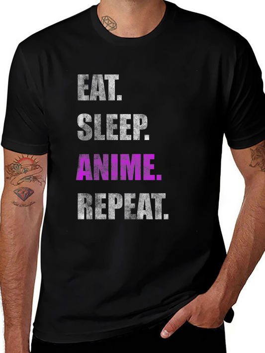 Eat Sleep Anime Repeat Black T-Shirt