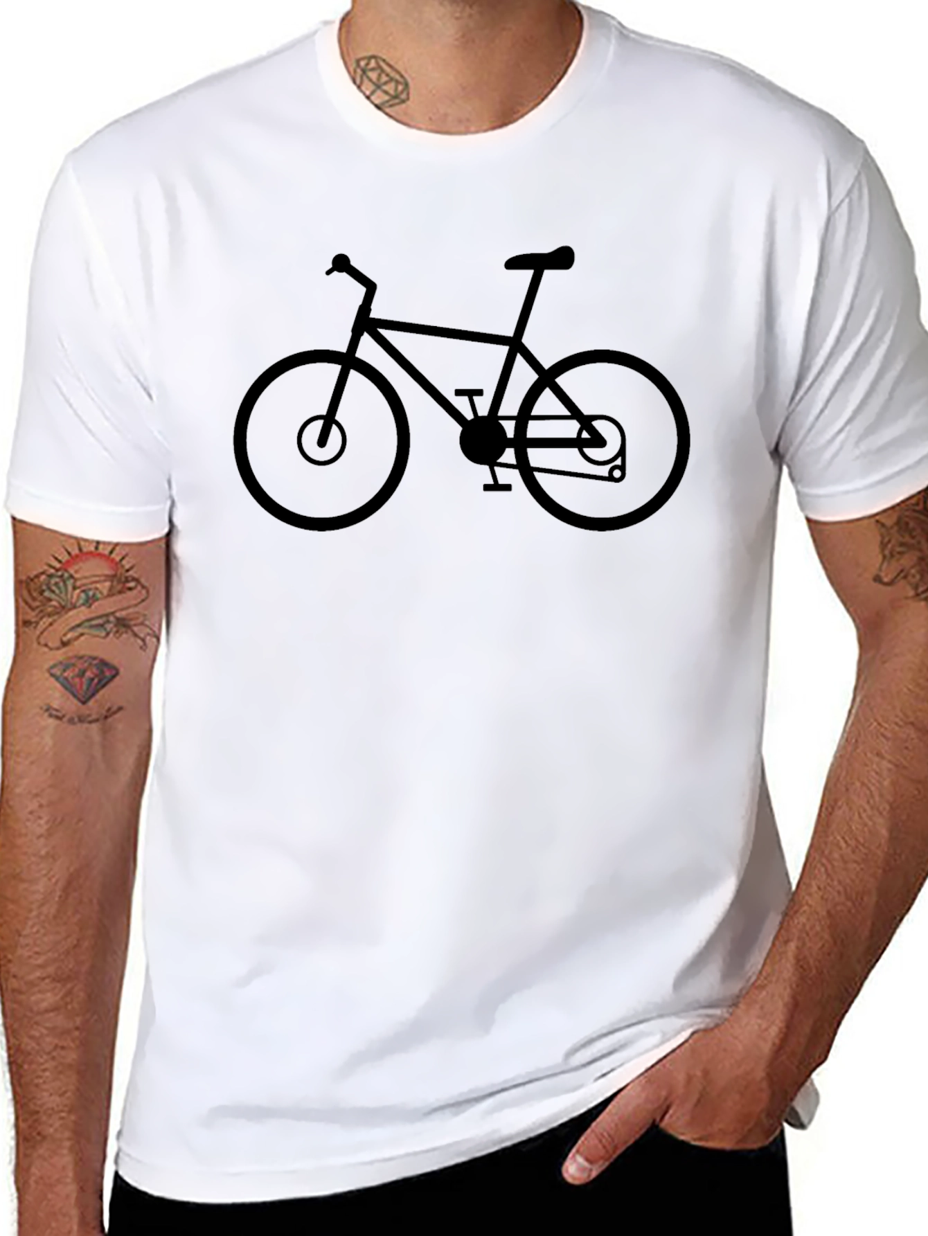 Mens Black Bicycle Graphic T-Shirt