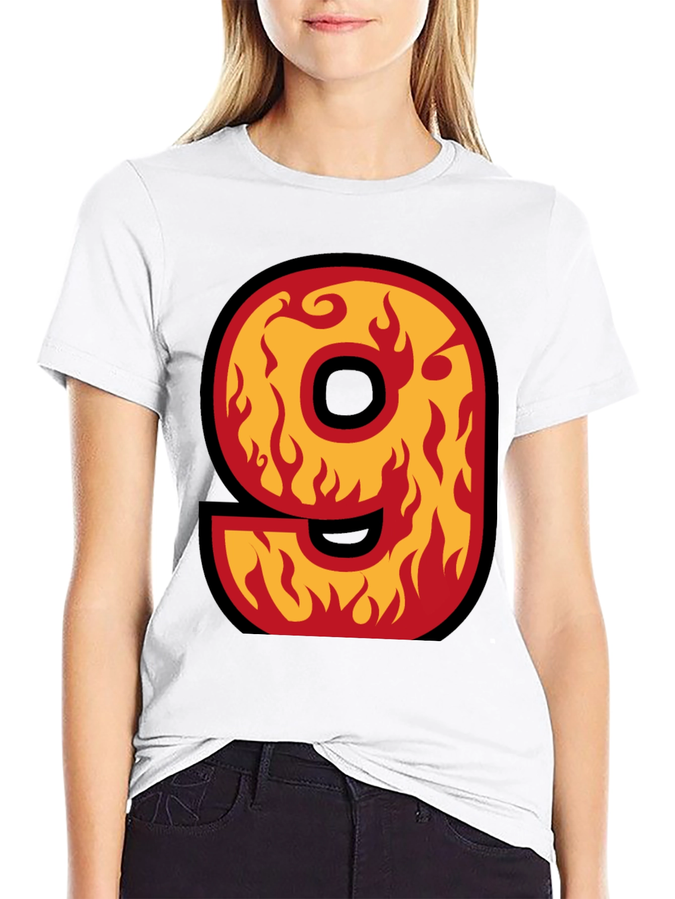 Fiery Number 9 T-Shirt - Bold Graphic Tee