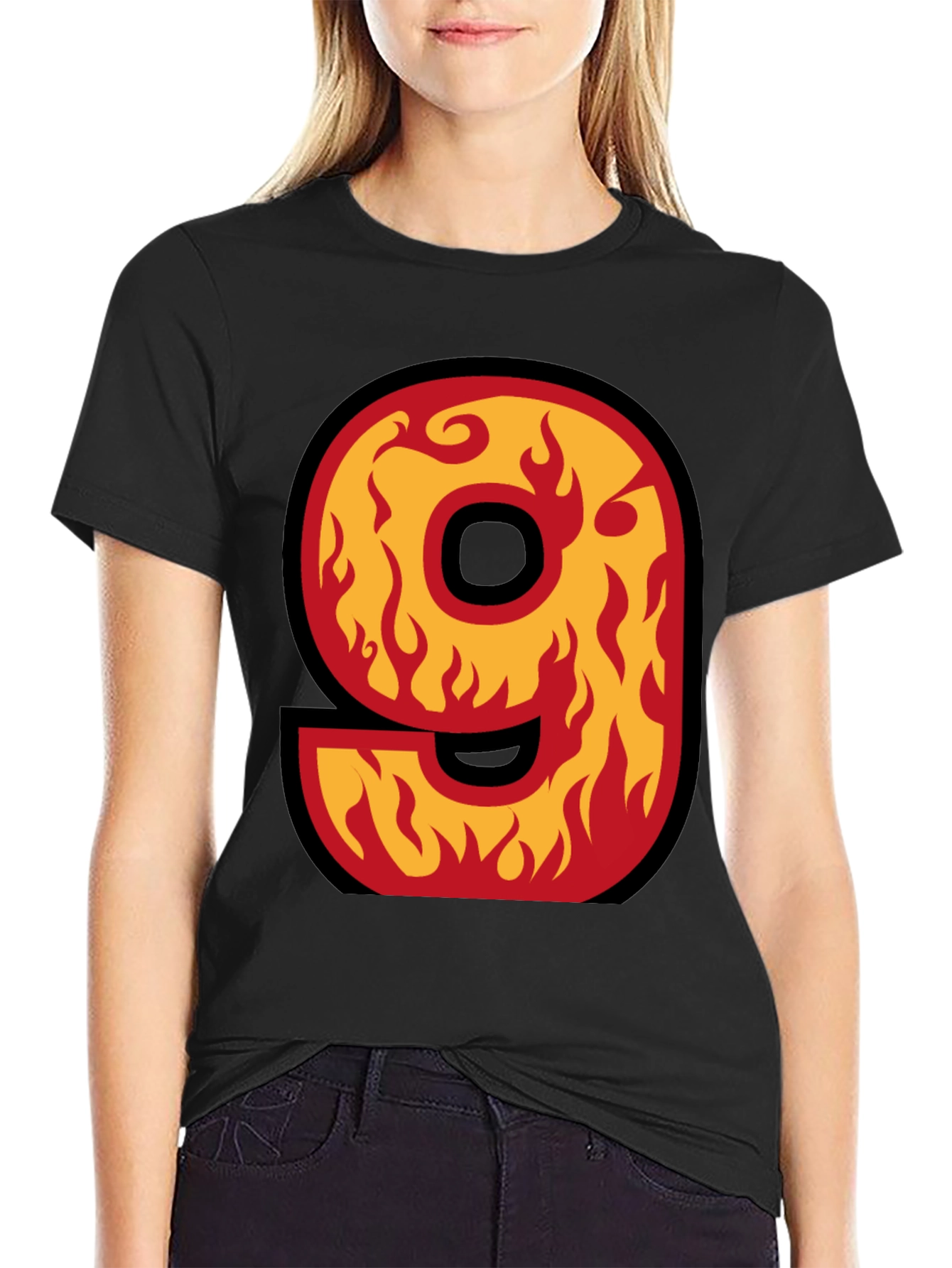 Fiery Number 9 T-Shirt - Bold Graphic Tee