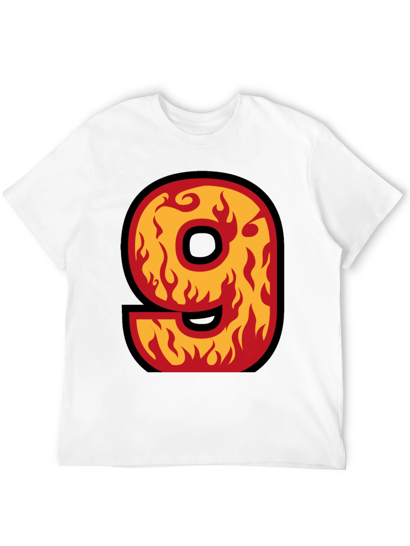 Fiery Number 9 T-Shirt - Bold Graphic Tee