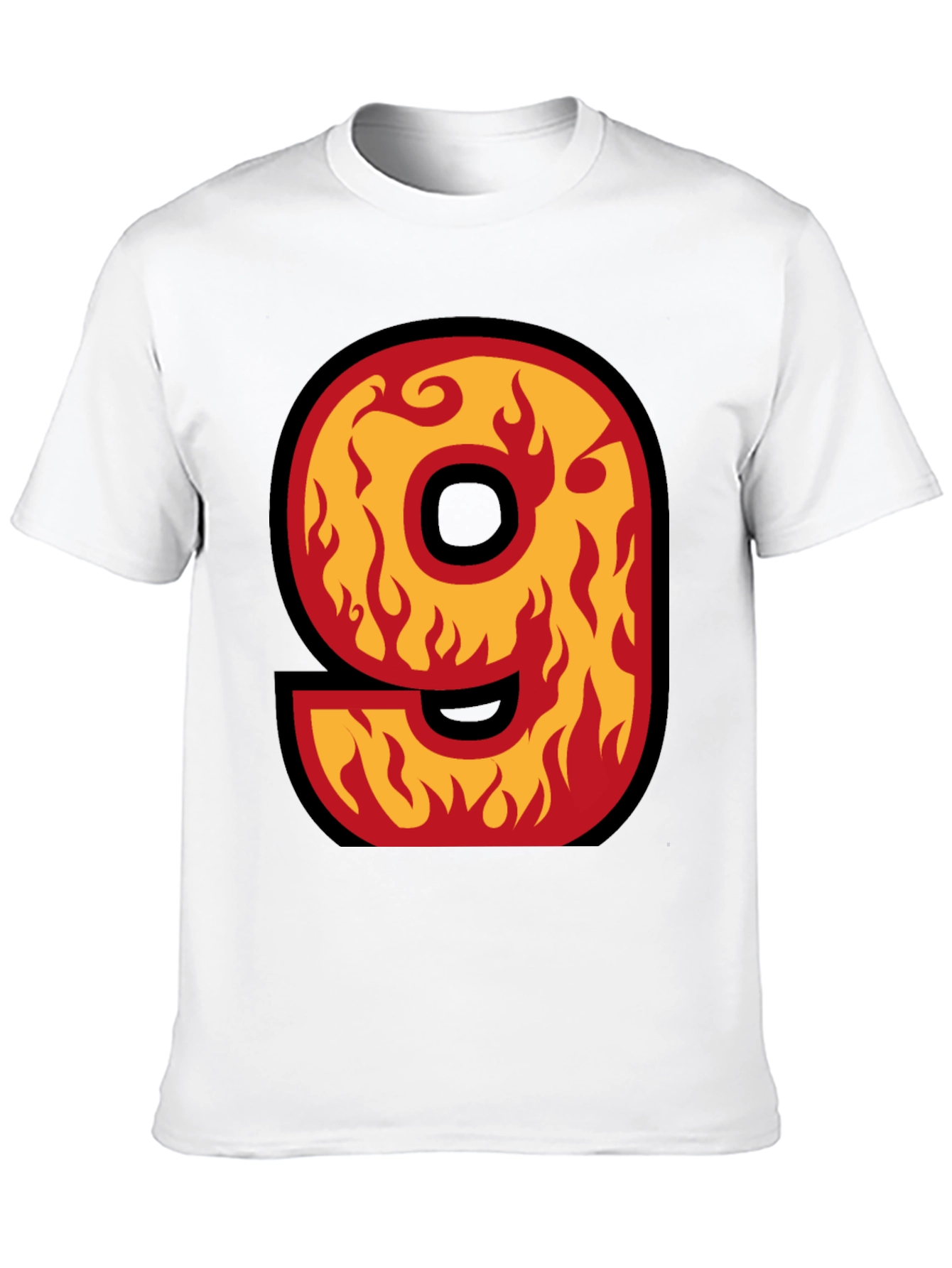 Fiery Number 9 T-Shirt - Bold Graphic Tee