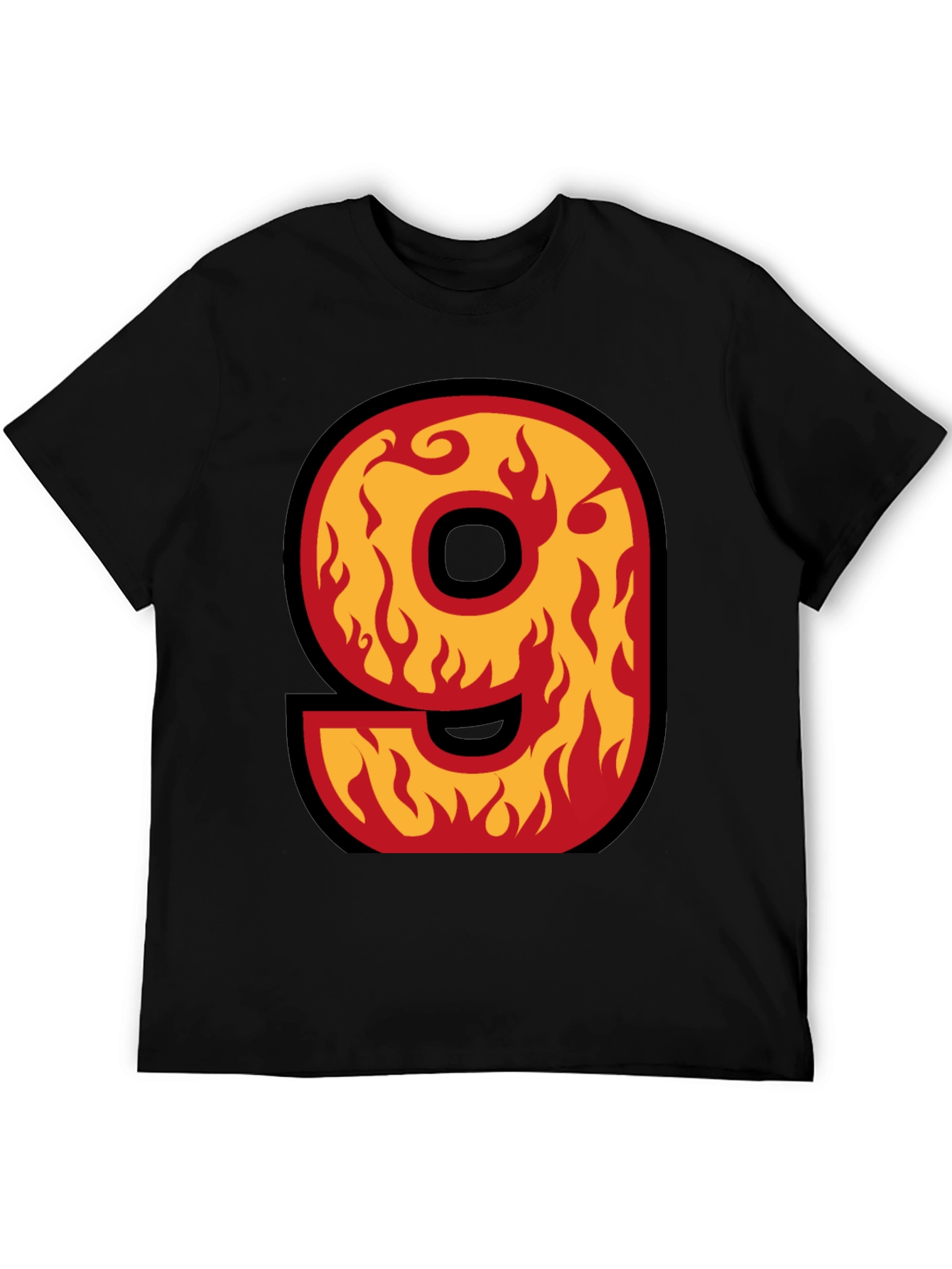 Fiery Number 9 T-Shirt - Bold Graphic Tee