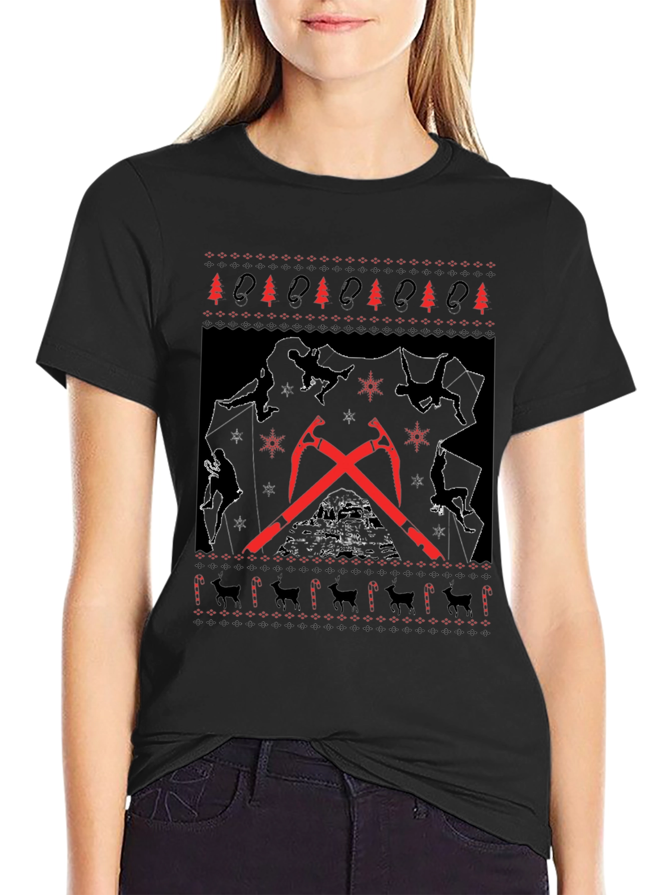 Climbing Christmas Ugly T-Shirt