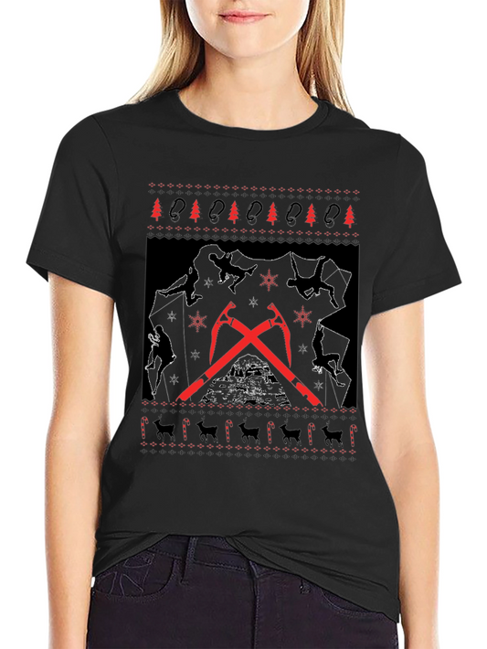 Climbing Christmas Ugly T-Shirt
