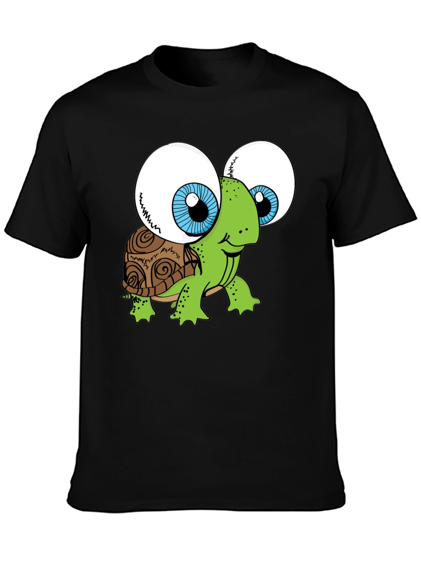Funny Turtle Googly Eyes Black T-Shirt
