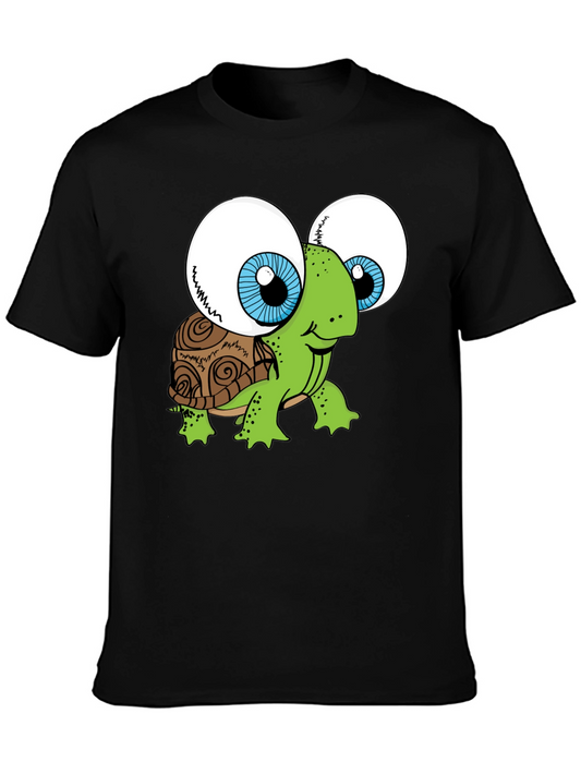 Funny Turtle Googly Eyes Black T-Shirt