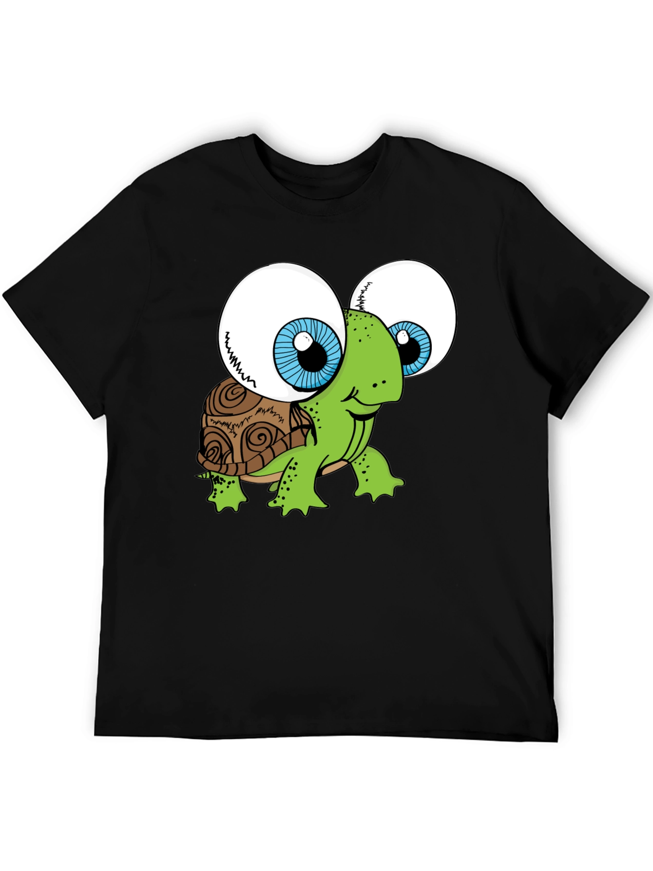 Funny Turtle Googly Eyes Black T-Shirt